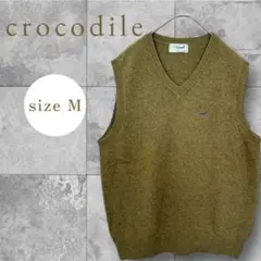 Crocodile クロコダイル Vネックベスト M ニットベスト　グリーン