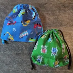 給食袋2枚セット　男の子　巾着袋　小学校　保育園　幼稚園　ハンドメイド