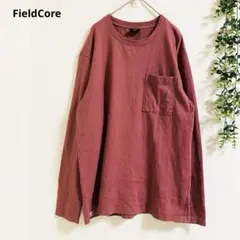 ワークマン　フィールドコア Tシャツ カットソー M 長袖　赤 コットン 着回し