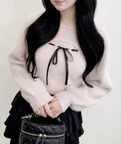 フェザーリブデコルテオープンリボンニット INGNI