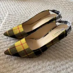 ファビオルスコーニ＊美品＊タータンチェックバックストラップパンプス