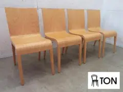 美品■TON■シンプルチェア■ビーチ材■プライウッド■ダイニングチェア4脚セット