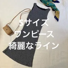 Sサイズ 水玉模様 ノースリーブワンピース
