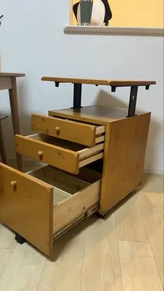 ナチュラルウッド3段引き出しキャビネット