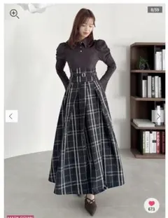 dazzlin シャツカラーコルセットタックワンピース チャコールグレー XS