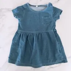 無地 デニム ベビー ワンピース風 トップス 90サイズ