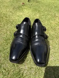 ランバン LANVIN ダブルモンクストラップシューズ ネイビー - メルカリ