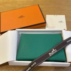 【未使用】エルメス 名刺入れ カルヴィ ヴェルソ グリーン　ピンク　Z刻印