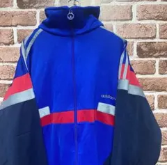 鬼*瓦様 90s adidas トラックジャケット 青 古着 アディダス ジャー