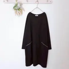 LEPSIM ブラックワンピース L チュニック ゆったり 長袖 シンプル 黒