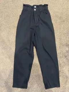 ブラック カジュアルパンツ ゴム入りウエスト