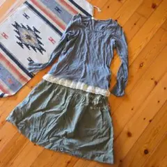 アース　グレーレースつき長袖Tシャツ