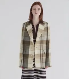 【美品】AURALEE 21SS ウールメッシュ チェックジャケットのサムネイル