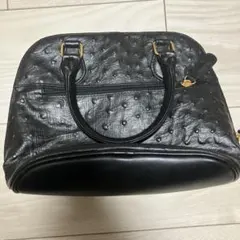 オーストリッチ風合成皮革 ハンドバッグ 黒
