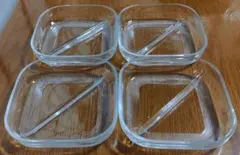 ガラス製正方形皿4個セット