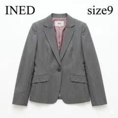 INED【9】ピンストライプ テーラードジャケット ライトグレー×ピンクのサムネイル