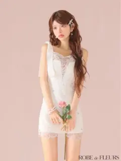 【オンライン完売カラー】ROBE de FLEURS ホワイトナイトドレス S