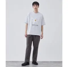 B.C STOCK PLANET OF EARTH 花刺繍Tシャツ L グレー
