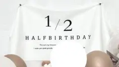 1/2 HALF BIRTHDAY タペストリー 取付金具付き