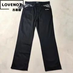 未使用タグ付　サブサエティ　ワークパンツ　ペイズリー柄　コットン　黒　M