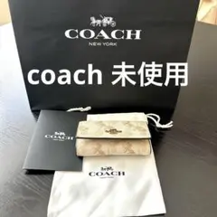 【未使用】COACH 馬車プリント キーケース