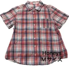 ［Honeys(ハニーズ)］半袖シャツ 赤チェック 夏服