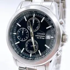 CITIZEN シチズン 腕時計 稼働品 クォーツ　クロノグラフ　ブラック