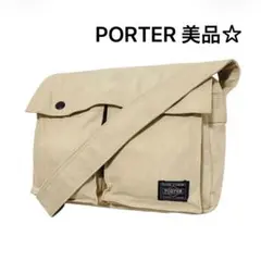 PORTER 美品☆ショルダーバッグ メッセンジャーバッグ ベージュ キャンバス