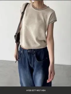 El mar　リネン混ラインクルー半袖ニット　CANAL JEANのサムネイル