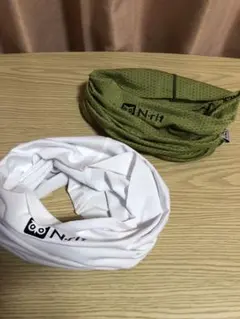 N-rit ネックウォーマー 2点セット ホワイト・オリーブグリーン