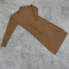 ✨UNIQLO✨ユニクロ♡リブニット長袖ワンピース♡ブラウン♡ロング丈(S)