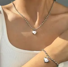 ネックレスブレスレット 2セット♡ハート ゴールドシルバー サージカルステンレス