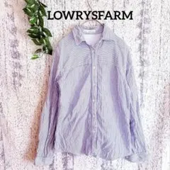 【LOWRYSFARM】 レディース長袖シャツ ストライプ ブルー