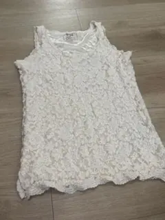 INGNI ホワイト フラワーレース ノースリーブ　総レースタンクトップ