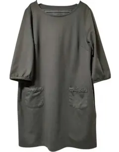 3L　 MB mint breezeカーキー色　七分袖 ワンピース　厚地　重ね着