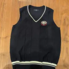 紺のVネックニットベストL　✧美品