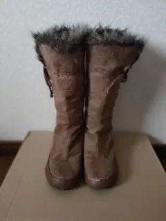 ブラウン スエード 2way ロングブーツ フェイクファー付き