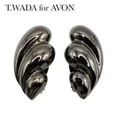 T.WADA for AVON エイボン　ウィング　イヤリング　ブラックシルバー