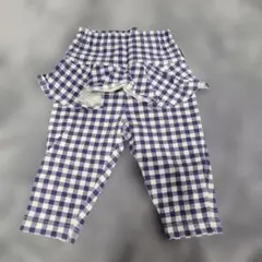 チェック柄フリルパンツ 70cm スカッツ 青 ギンガムチェック