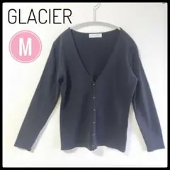 GLACIER グラシア Vネック長袖カーディガン 黒 綿50%アクリル50%М