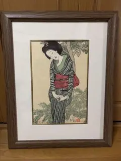 竹久夢二 「宵待草」 複製 美品 額装品 縦長 木製フレーム - メルカリ