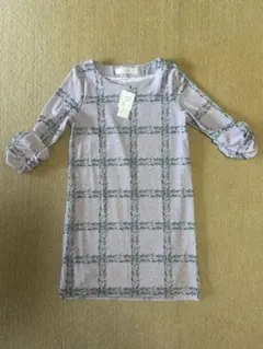 tocco closet ラベンダーカラー チェック柄 七分袖ワンピース