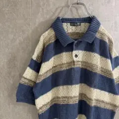 SIMPLE LIFE ボーダー柄 ポロニットセーター