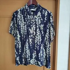 GLOBAL WORK アロハシャツ ネイビー 花柄 Mのサムネイル