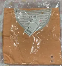 UNIQLOスラブレイヤード　クルーネックT(半袖)ライトオレンジ　Mサイズ