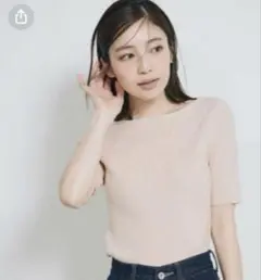 ベースメントオンライン　ボートネック　半袖ニット