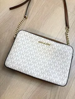 MICHAEL KORS マイケルコース チェーンショルダーバッグ MK 白×茶