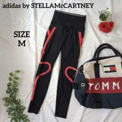 アディダスバイステラマッカートニー ランニング用レギンス ブラック/レッド M