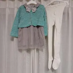 ラグマート セレモニーワンピースセットアップ100＆バースデイ白タイツ 入園準備