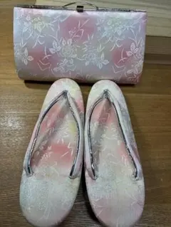 a*️様 和装用バッグと草履セット 花柄 ピンク